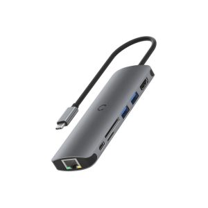 Cycnett Unite deskmate USB-C Hub Silver ( USB-C,HDMI,MICRO SD,USB-A*2,RJ45,SD CARD) - CY3319HUBC2